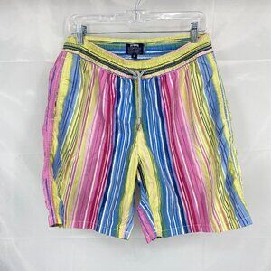 Vilebrequin Men XL Colorful Swim Trunk Striped Unlined Stretch Waist Beach Pool